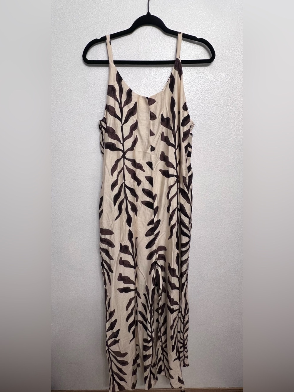 SHEIN Lune Beige and Brown Leaf Boho Jumpsuit - Picture 4 of 8